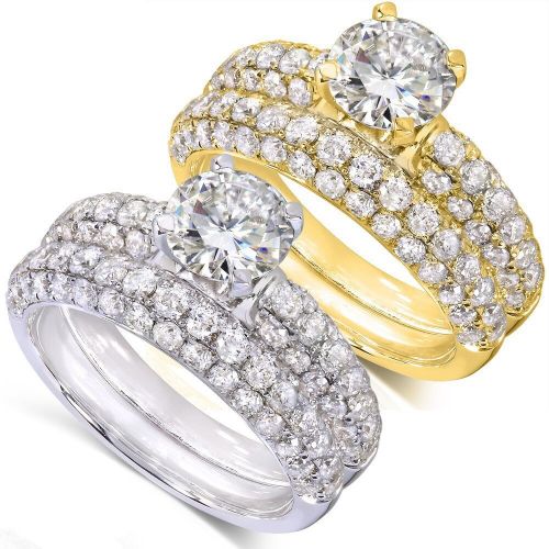  Annello by Kobelli 14k Gold 2 34ct TGW Moissanite (HI) and Micro Pave Diamond Bridal Rings Set (2 Piece Set) by Annello