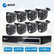 Anni ANNI Integrated Full Protection Wired Surveillance Kit, 8-Channel 1080N Digital Video Recorder, 4 x 1080p Cameras: 3 x PIR Sensor Camera, 1 x Siren Alarm Camera
