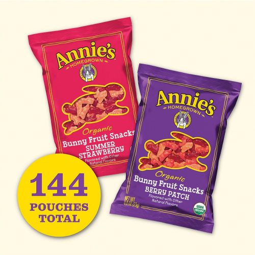  Annies Homegrown Annies Organic Bunny Fruit Snacks, Variety Pack, 12 Pouches, 144 Pouches, 0.8oz (Pack of 12)