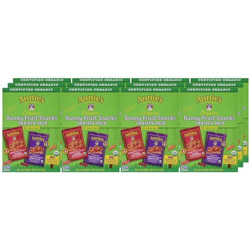  Annies Homegrown Annies Organic Bunny Fruit Snacks, Variety Pack, 12 Pouches, 144 Pouches, 0.8oz (Pack of 12)