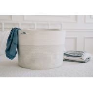 Annon Wells Woven Cotton Rope Storage Basket Extra Large Sturdy White Laundry Baby Toy 14x17