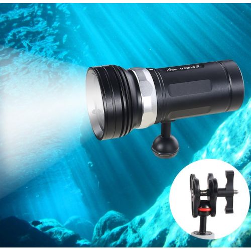 ANO V2200S Diving Video Light with White Red Color 2200 Lumens Diving Photo Light with Samsung Battery Pack and Charger Waterproof Underwater Professional Video Light