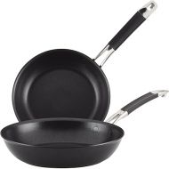 Anolon Smart Stack Hard Anodized Nonstick Frying Pan Set / Skillet Set - 8.5 Inch and 10 Inch, Black