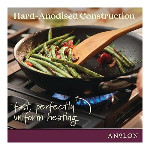  Anolon Smart Stack Hard Anodized Nonstick Frying Pan Set / Skillet Set - 8.5 Inch and 10 Inch, Black