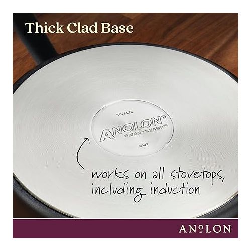  Anolon Smart Stack Hard Anodized Nonstick Frying Pan Set / Skillet Set - 8.5 Inch and 10 Inch, Black