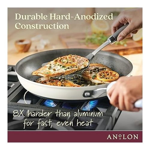  Anolon Achieve Hard Anodized Nonstick Frying Pan/Skillet, 12 Inch, Cream