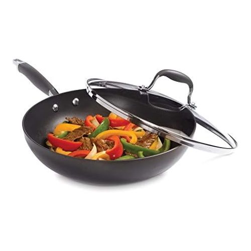  [아마존베스트]Anolon 82031 Advanced Hard Anodized Nonstick Fry Saute Purpose Pan with Lid, 12 Inch, Graphite Gray