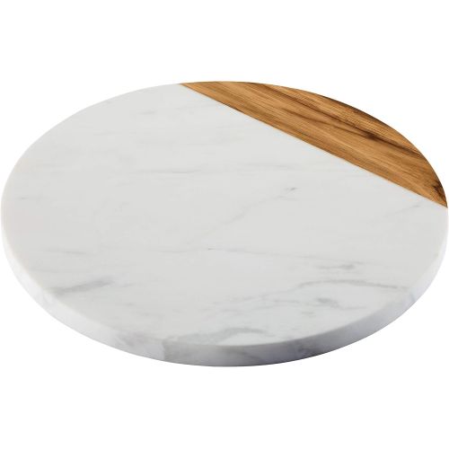  Anolon Pantryware White Marble/Teak Wood Serving Board, 10-Inch Round