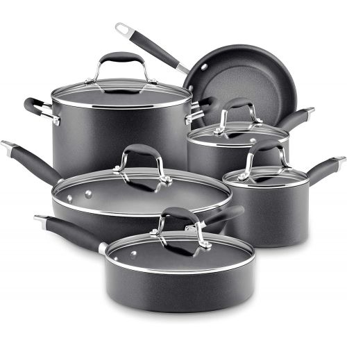  Anolon Advanced Hard Anodized Nonstick Cookware Pots and Pans Set, 11 Piece, Graphite