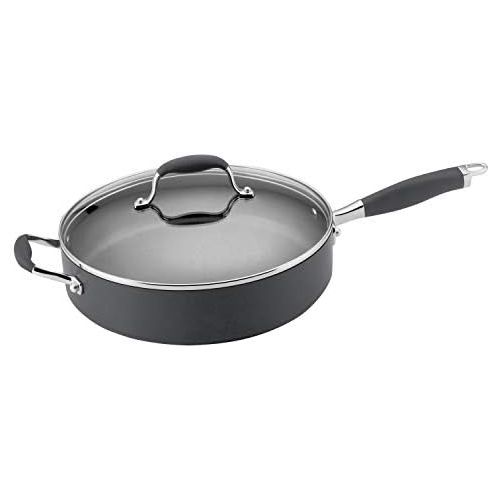  Anolon Advanced Hard Anodized Nonstick Saute Fry Pan with Helper Handle, 5 Quart, Gray