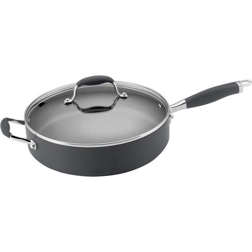  Anolon Advanced Hard Anodized Nonstick Saute Fry Pan with Helper Handle, 5 Quart, Gray