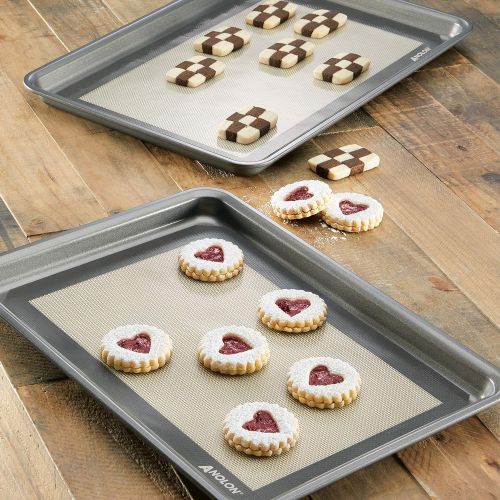  Anolon Advanced Bakeware Silicone Baking Mat Set, 2-Piece, Clear with Gray Border: Kitchen & Dining