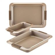 Anolon 47395 Advanced Nonstick Bakeware Set with Grips includes Nonstick Bread Pan, Cookie Sheet / Baking Sheet and Baking Pan - 3 Piece, Bronze Brown: Kitchen & Dining