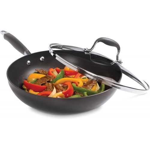  Anolon Advanced Hard Anodized Nonstick Frying Pan/ Fry Pan/ Saute Pan/ All Purpose Pan with Lid - 12 Inch, Gray