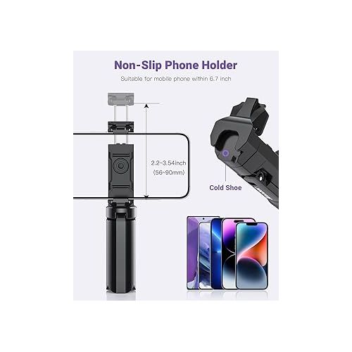  Mini Tripod, Anozer Small Tripod with Universal Phone Holder & Cold Shoe,Lightweight Phone Tripod Stand Compatible with iPhone 15 Pro Max/15 Pro/14 Pro Max/14 Pro,Travel Tripod for Camera/GoPro/Webcam