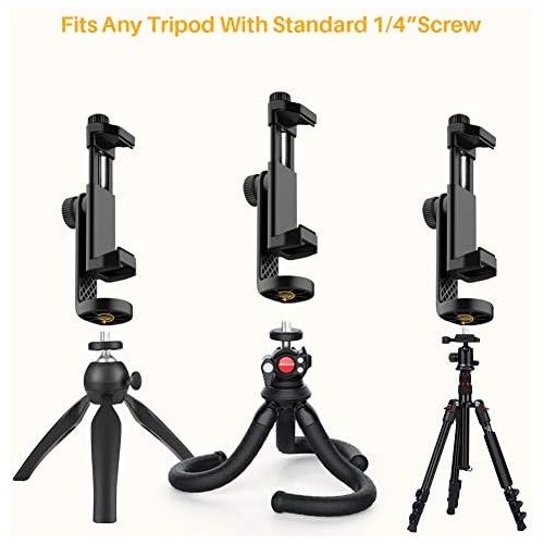  [아마존베스트]Anozer Handy Stativ Adapter Handyhalterung mit Standard 1/4 -20 Schraubenkopf fuer Stativ Tripod Selfie Stick Einbeinstativ Ringlicht, mit verstellbarer Klemme fuer iPhone, Samsung,