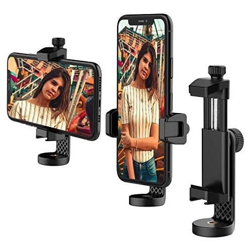  [아마존베스트]Anozer Handy Stativ Adapter Handyhalterung mit Standard 1/4 -20 Schraubenkopf fuer Stativ Tripod Selfie Stick Einbeinstativ Ringlicht, mit verstellbarer Klemme fuer iPhone, Samsung,