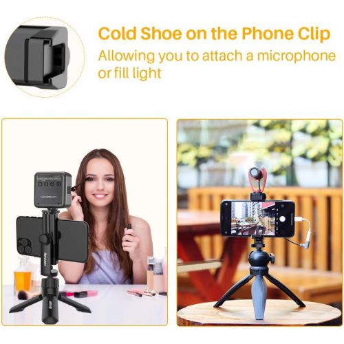  [아마존베스트]Anozer Handy Stativ Adapter Handyhalterung mit Standard 1/4 -20 Schraubenkopf fuer Stativ Tripod Selfie Stick Einbeinstativ Ringlicht, mit verstellbarer Klemme fuer iPhone, Samsung,