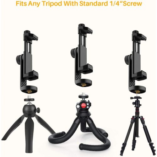  [아마존베스트]Anozer Handy Stativ Adapter Handyhalterung mit Standard 1/4 -20 Schraubenkopf fuer Stativ Tripod Selfie Stick Einbeinstativ Ringlicht, mit verstellbarer Klemme fuer iPhone, Samsung,