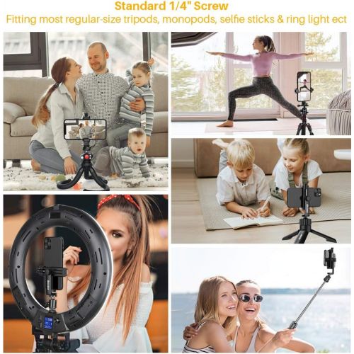  [아마존베스트]Anozer Handy Stativ Adapter Handyhalterung mit Standard 1/4 -20 Schraubenkopf fuer Stativ Tripod Selfie Stick Einbeinstativ Ringlicht, mit verstellbarer Klemme fuer iPhone, Samsung,