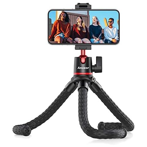  [아마존베스트]Anozer Mobile Phone Tripod Flexible, Camera Tripod with Mobile Phone Holder, Smartphone Tripod for Universal Phone such as iPhone Samsung and Camera GoPro within 1.5 kg with Standa