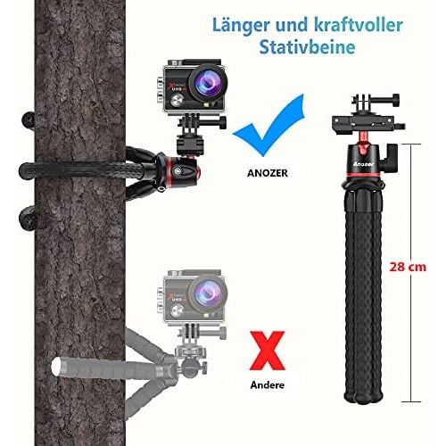  [아마존베스트]Anozer Mobile Phone Tripod Flexible, Camera Tripod with Mobile Phone Holder, Smartphone Tripod for Universal Phone such as iPhone Samsung and Camera GoPro within 1.5 kg with Standa