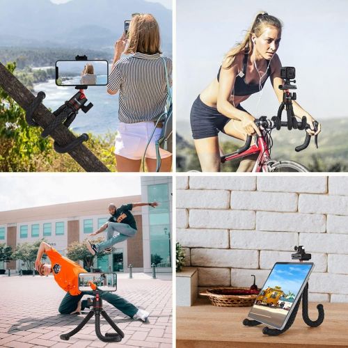  [아마존베스트]Anozer Mobile Phone Tripod Flexible, Camera Tripod with Mobile Phone Holder, Smartphone Tripod for Universal Phone such as iPhone Samsung and Camera GoPro within 1.5 kg with Standa