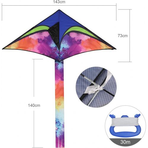  [아마존베스트]Anpro Large Delta Kite - Easy to Assemble, Launch, Fly, for Kids and Beginners, Tail with Colorful Colors