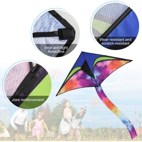  [아마존베스트]Anpro Large Delta Kite - Easy to Assemble, Launch, Fly, for Kids and Beginners, Tail with Colorful Colors