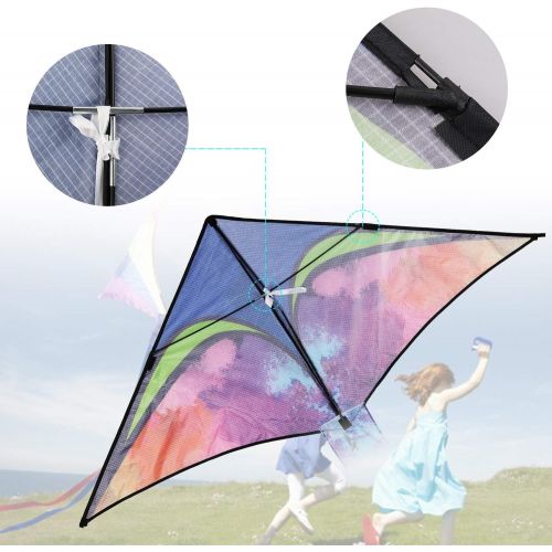  [아마존베스트]Anpro Large Delta Kite - Easy to Assemble, Launch, Fly, for Kids and Beginners, Tail with Colorful Colors