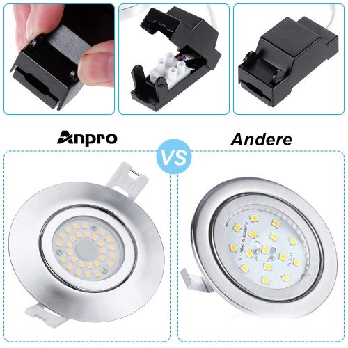  [아마존 핫딜]  [아마존핫딜]Anpro 6Stk LED Einbaustrahler Flach Dimmbar + Anschlussdose, Einbauleuchten Deckenstrahler Einbauspot 230V 5W LED-Modul 3 Beleuchtungsmodi Ausschalter, Warmweiss [Energieklasse A+]