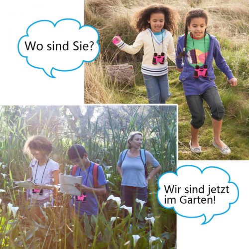  [아마존 핫딜]  [아마존핫딜]Anpro 2Stk Walkie Talkie Set mit 2Stk 5x30 Fernglaser, Kinder Funkgerate 1-3KM Reichweite 8 Kanale 2-Wege-Radio-Spielzeug mit Taschenlampe LCD Bildschirm Geschenk fuer Kinder, Rosa