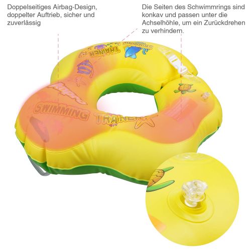  [아마존 핫딜]  [아마존핫딜]Anpro Baby Schwimmring Aufblasbarer Schwimmtrainer, Mitwachsende Schwimmhilfe, Schwimmsitz Schwimmreifen, Baby Float Innendurchmesser 15cm, Aussendurchmesser 56cm fuer Babys ab 3 bis