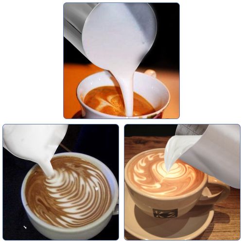  [아마존 핫딜]  [아마존핫딜]Anpro Milchkannchen, 600ml Milk Pitcher Milchkanne aus Edelstahl, perfekt fuer Cappuccino, Milchaufschaumer, Silber, MEHRWEG