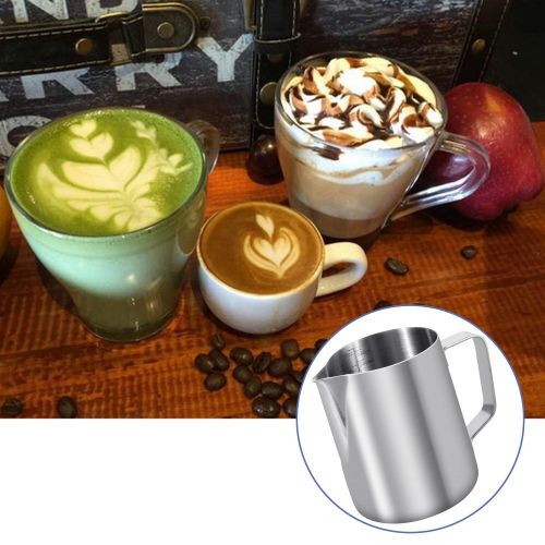  [아마존 핫딜]  [아마존핫딜]Anpro Milchkannchen, 600ml Milk Pitcher Milchkanne aus Edelstahl, perfekt fuer Cappuccino, Milchaufschaumer, Silber, MEHRWEG