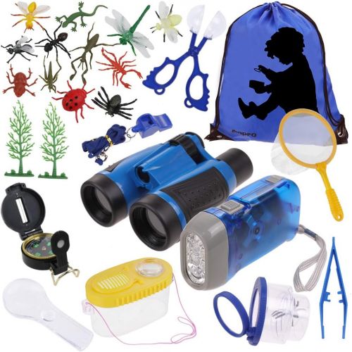  [아마존 핫딜]  [아마존핫딜]Anpro 25Stk Kinder Outdoor Exploration Spielzeug, Abenteur Spielzeug Kit Fernglas Set Outdoor Adventure Set mit Tragetasche Spass Geschenk Spielzeug fuer Camping Weihnachten, Blau