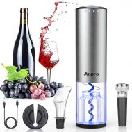 [아마존베스트]Anpro Electric Wine Opener, Automatic Electric Wine Bottle Corkscrew Opener Set with Foil Cutter, Rechargeable (Stainless Steel), USB Cable Charging (Stainless Steel-2)