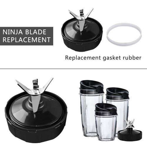  Ansblue Blender Replacement Parts,Bottom Blade 7 Fins and 1 Gasket Rubber,Compatible with Nutri Ninja Auto iQ BL482 BL642 NN102 BL682 BL2013 Nutri Ninja Blender Auto iQ Blade - Bla