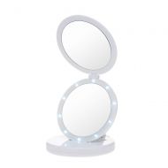 Anself LED Lighted Travel Makeup Mirror Double-sided Adjustable Stand Desk Mirror Tri-fold 5X...
