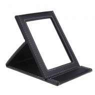 Anself Makeup Mirror Travel Leather Portable Foldable Makeup Mirror (Black)