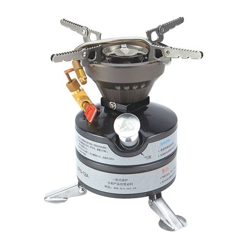  Anself Portable One-piece Outdoor Gasoline Stove Camping Picnic Hiking Burner with 750ml Empty Gas Tank Fuel Bottle and 8-Plate Windshield