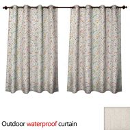 Anshesix Birthday Outdoor Curtain for Patio Festive Artful Pattern with Vintage Look Colorful Dots and Party Elements Drawing W96 x L72(245cm x 183cm)
