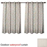 Anshesix Birthday 0utdoor Curtains for Patio Waterproof Grunge Retro Happy Birthday Pattern with Three Chocolate Cupcakes Candles Print W120 x L72(305cm x 183cm)