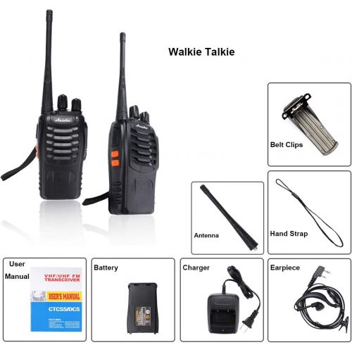  [아마존베스트]Ansoko Walkie Talkies Rechargeable Long Range Two Way Radios 16-Channel with Earpiece Battery n Charger (3 Pack)