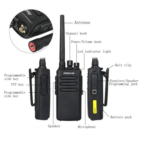  Ansoko Retevis RT81 UHF DMR Two Way Radio IP67 Waterproof Walkie Talkies High Power Digital Analog 32 Channel Ham Radio(6 Pack) with Six Way Gang Charger