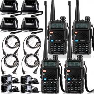 Ansoko Long Range Walkie Talkies for Adults Rechargeable Up to 6 Miles Range in Open Field 4 Pack Two-Way Radios with Acoustic Tube Earpiece VHF136-174/UHF400-520 MHz (4 Pack)