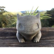 AnsonDesign Small Concrete Bulbasaur Planter - Candleholder - Handmade Decor - Pokemon Fan Art