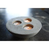 /AnsonDesign Concrete Tea Light Holder - 3 wick- Candle Holder - Zen Decor - Organic candle