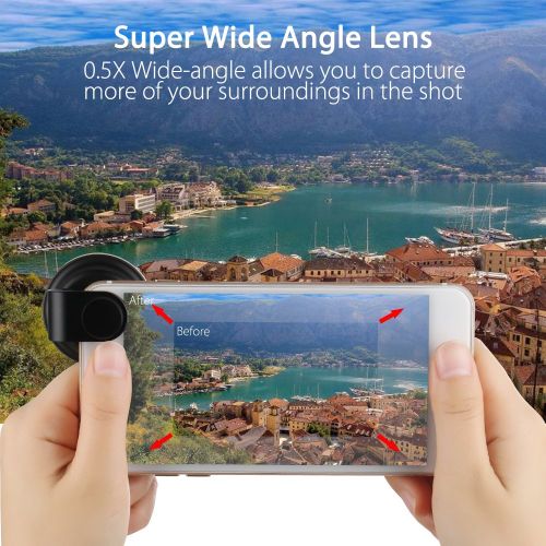  Phone Camera Lens Kit: Telephoto Lens + Fisheye + Wide Angle + Macro Lens, Ansteker 4 in 1 Professional HD Cell Phone Lenses for iPhone X877 Plus 6s6s Plus65 & Samsung & Sma