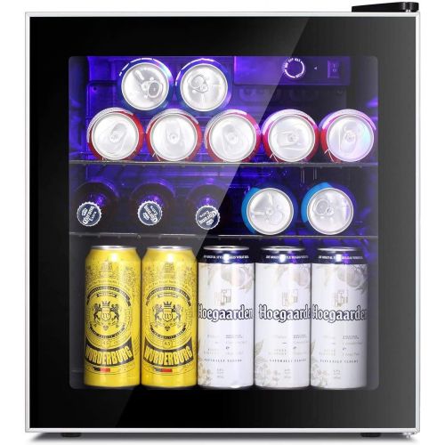  [아마존베스트]Antarctic Star Mini Fridge Cooler - 60 Can Beverage Refrigerator Glass Door for Beer Soda or Wine  Glass Door Small Drink Dispenser Machine Clear Front Removable for Home, Office